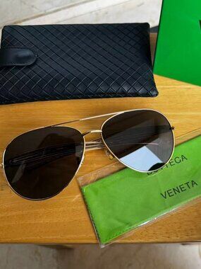 Bottega Veneta Gold Classic Aviator Sunglasses
